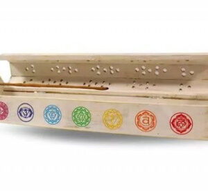 Coffret Tiges d'encens en bois 7 chakras blanc