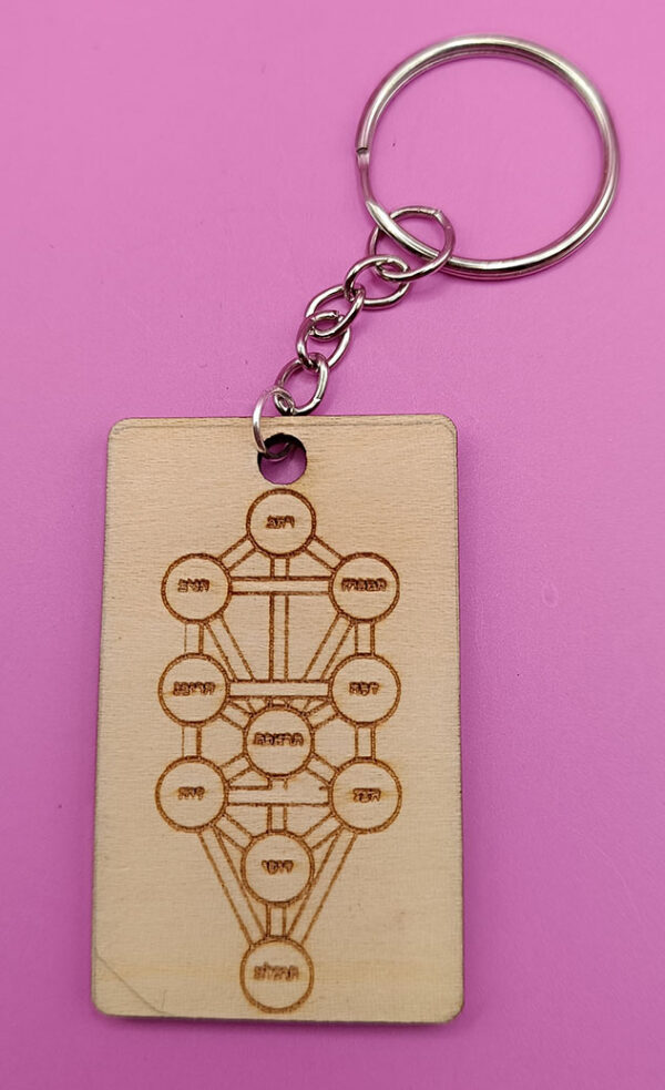 Porte-clés en bois Arbre de Vie Kabbalistique